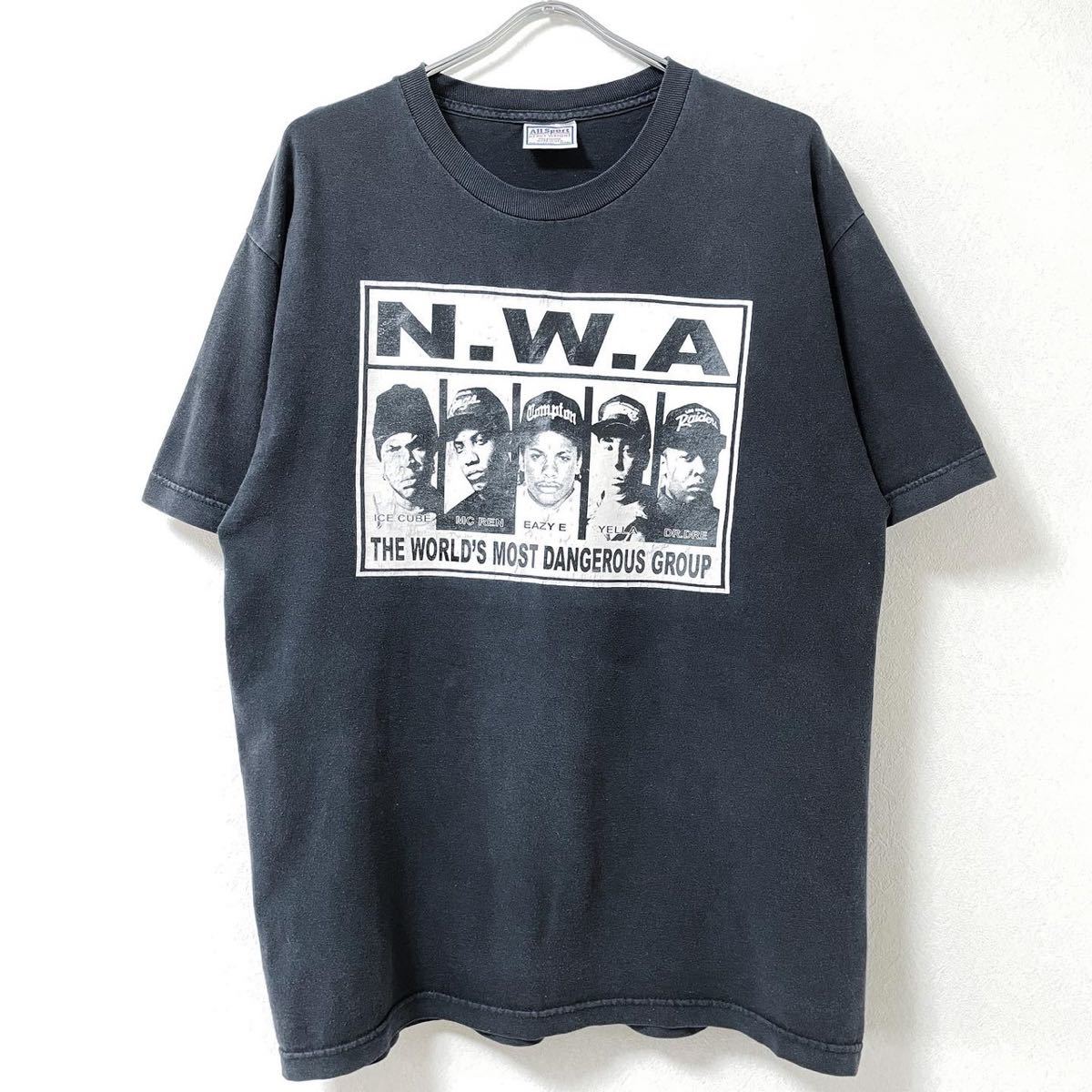 □激レア ALLSPORTボディ□90s USA製 N.W.A HIPHOP ラップ Tシャツ XL