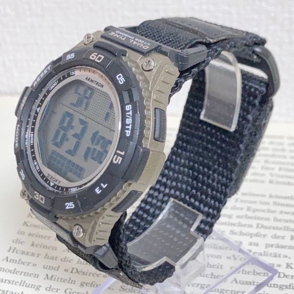★ ARMITRON デジタル 多機能 メンズ 腕時計 ★ アーミトロン アラーム クロノ 稼動品 F5480_画像2
