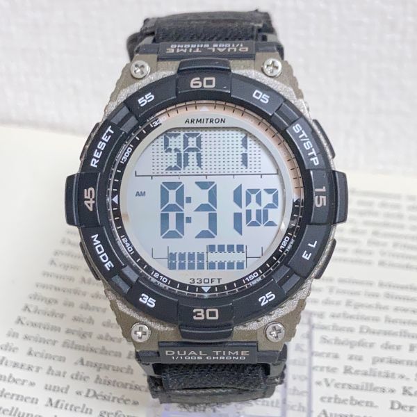 ★ ARMITRON デジタル 多機能 メンズ 腕時計 ★ アーミトロン アラーム クロノ 稼動品 F5480_画像1