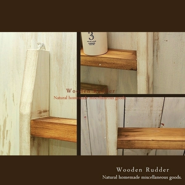 ［送料無料］ハンドメイド アンティーク加工 木製ラダー 壁掛け用 ナチュラル_画像3