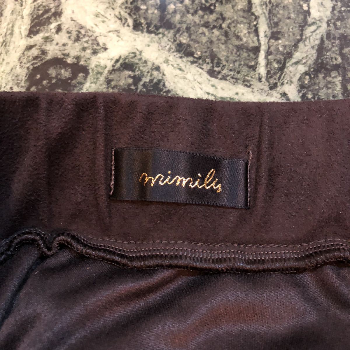 【美品】mimily★ミミリィー デザインスカート フレアースカート Sサイズ~Mサイズ相当 ブラウン 茶色 ウエストゴム_画像6