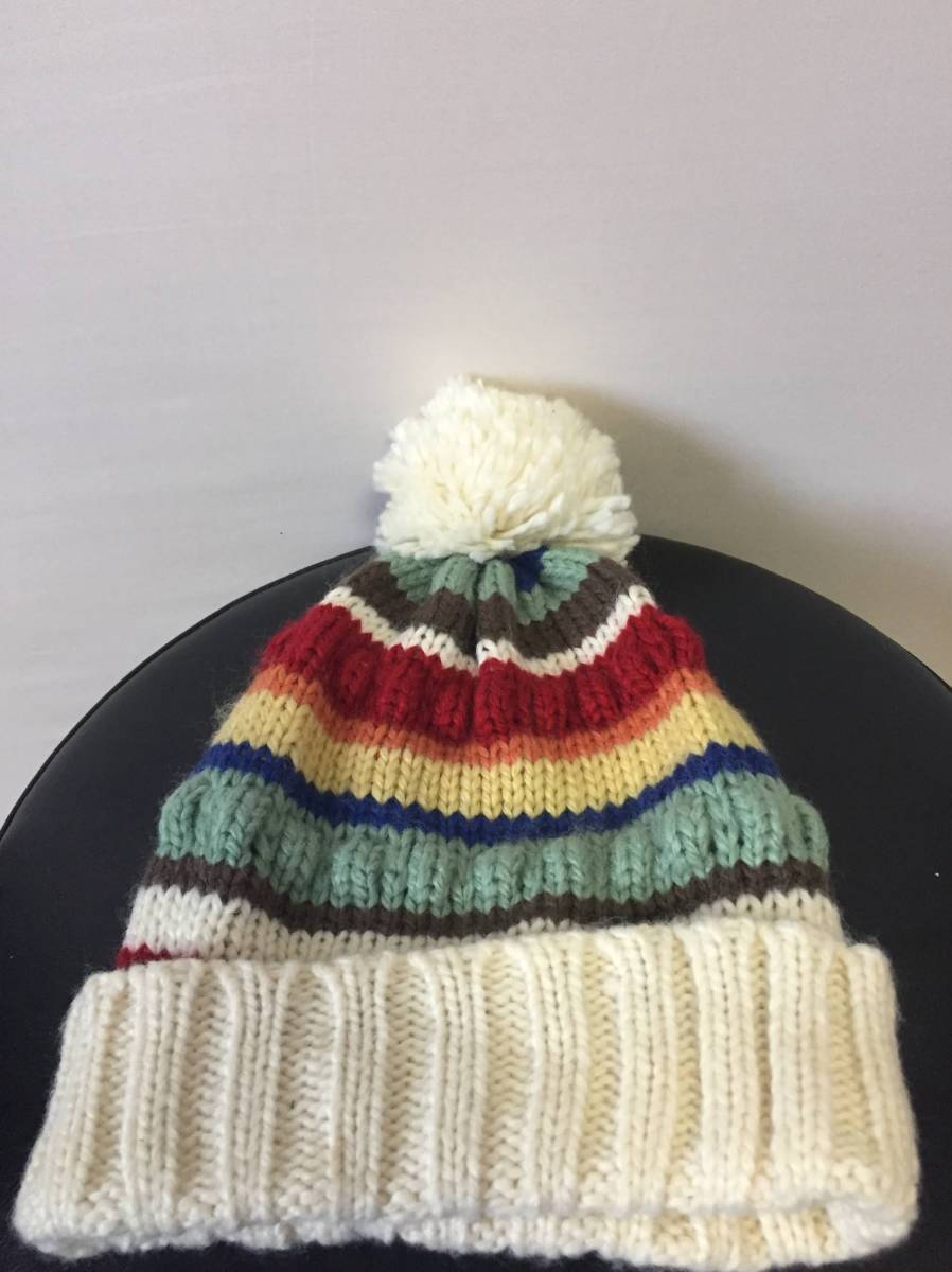 *( stock ) world * pretty border weave. pompon attaching knitted cap * kindergarten size *9644
