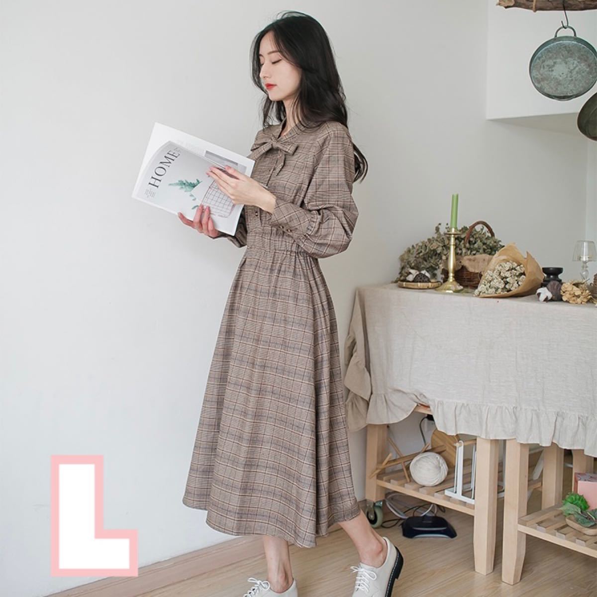 Paypayフリマ 秋冬 ワンピース ロングワンピース レディース リボン 韓国人気 Paypayフリマ 秋冬 ワンピース ロングワンピース レディース リボン 韓国人気
