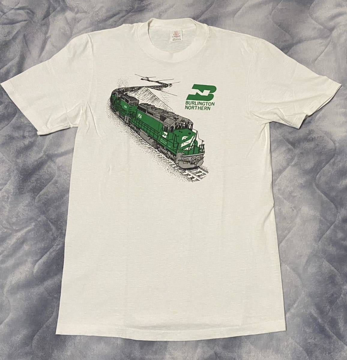 70's HI CRU BURLINGTON NORTHERN 鉄道プリントTシャツ USA製 ビンテージ古着 Mサイズ vintage ワーク バーリントン 70年代 80's