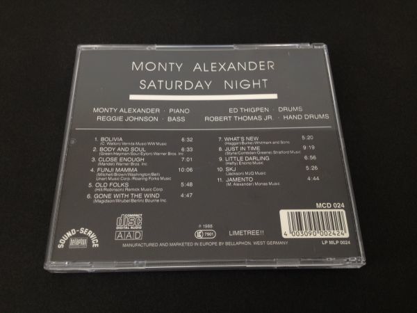 レア廃盤 オリジナル盤 モンティー・アレキサンダー MONTY ALEXANDER SATURDAY NIGHT MCD 024 W.GERMANY盤 の画像4