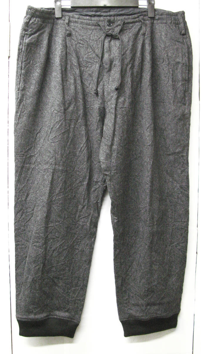 ヨウジヤマモト プールオム：裾リブ 腰ヒモ シワ加工 パンツ 2 （ イージーパンツ Yohji Yamamoto pour Homme WOOL Wide Pants 2