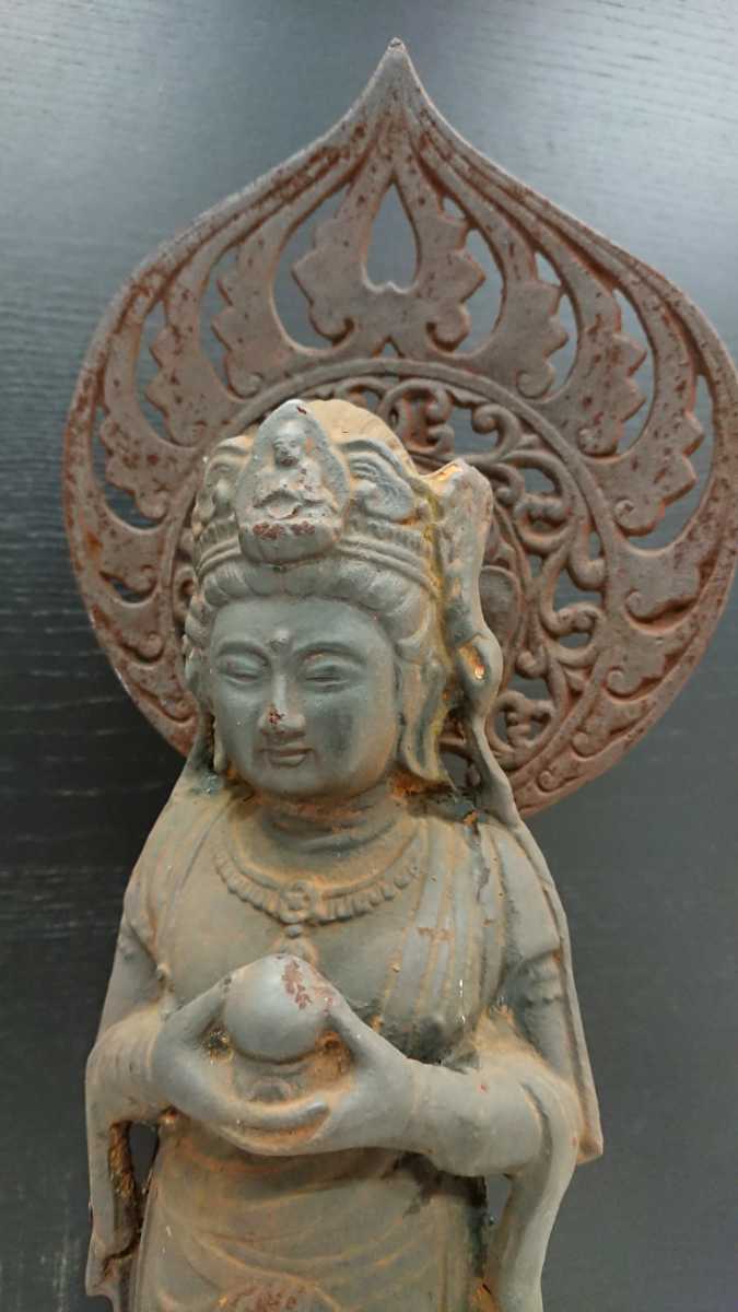 仏教美術 観音菩薩 仏像 高さ:53cm 重さ:5kg 希少 アンティーク_画像7