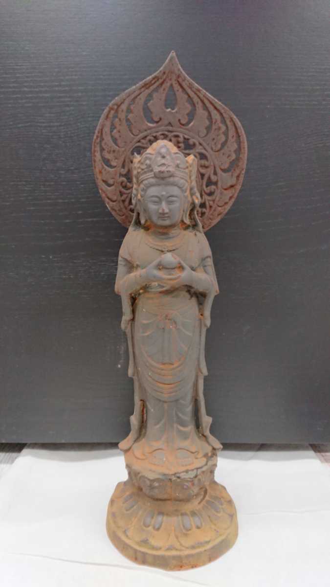 仏教美術 観音菩薩 仏像 高さ:53cm 重さ:5kg 希少 アンティーク