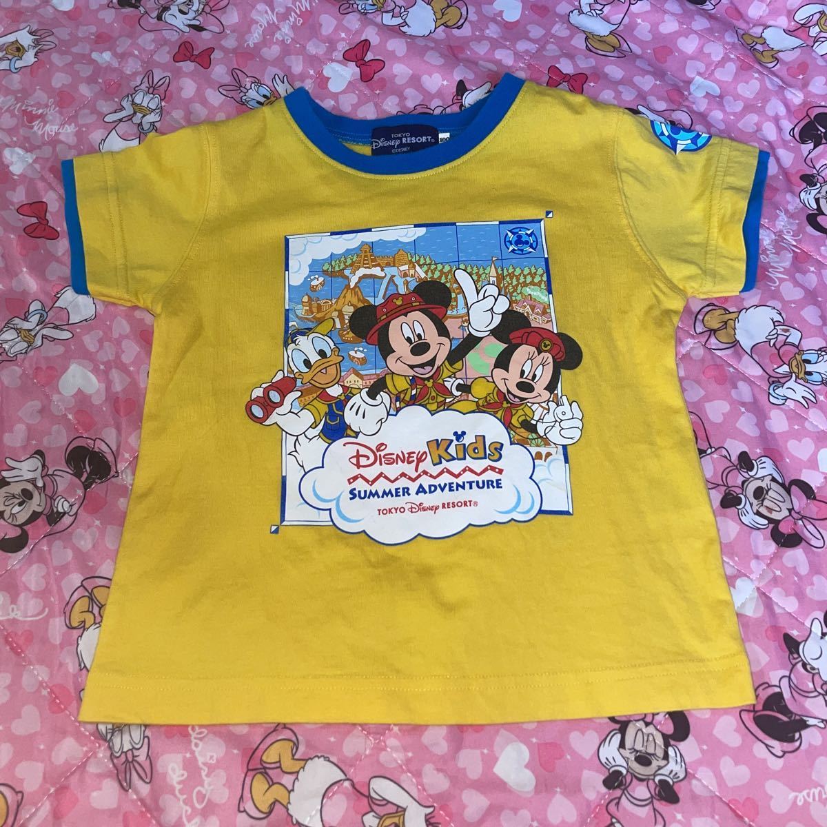 TDR「TDL/TDSディズニーキッズサマーアドベンチャー」半袖Tシャツ ミッキー　ミニー　ドナルド/100_前