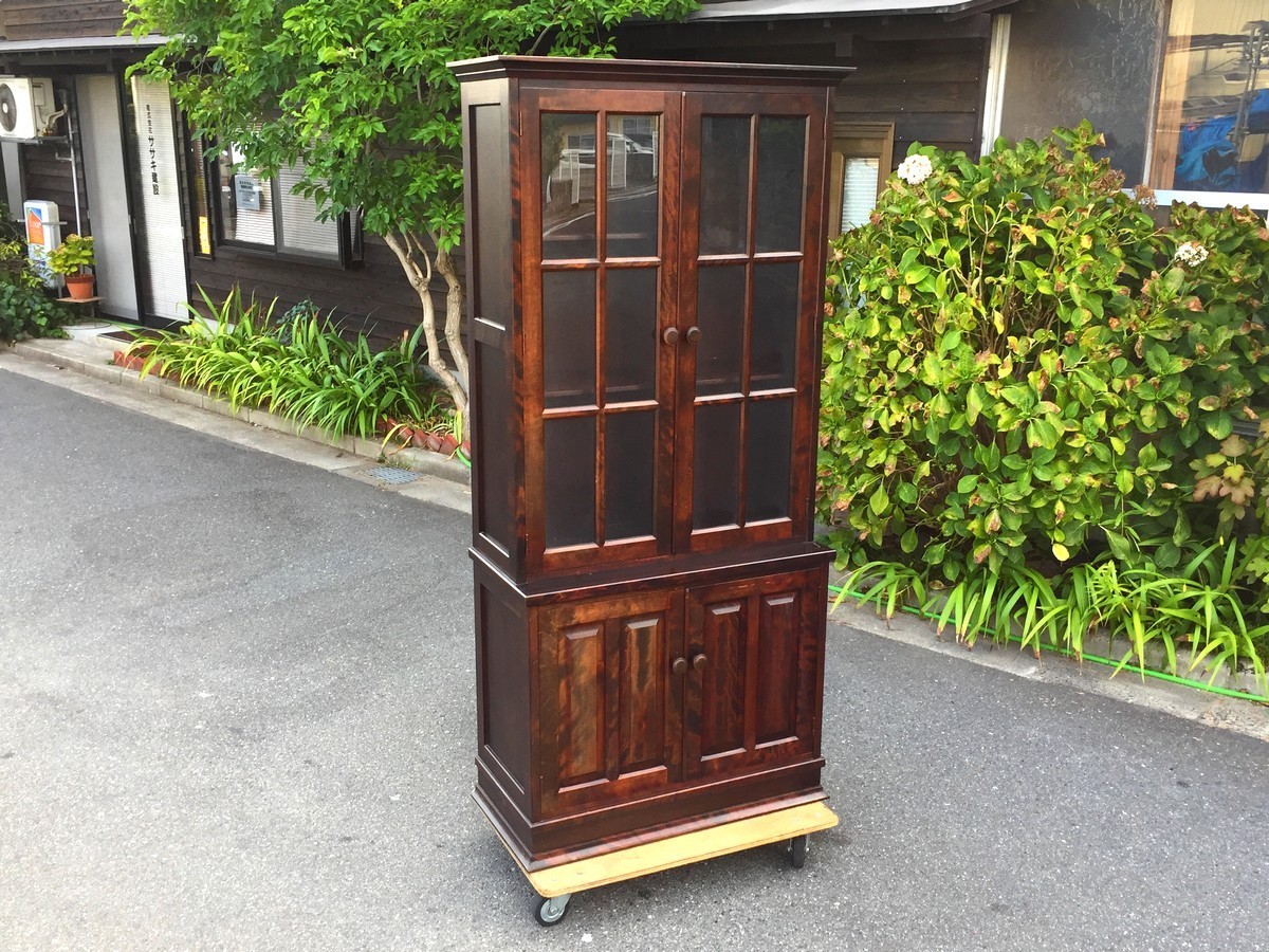 綺麗【高級民芸家具 天然木 樺材キャビネット ブックシェルフ/本棚