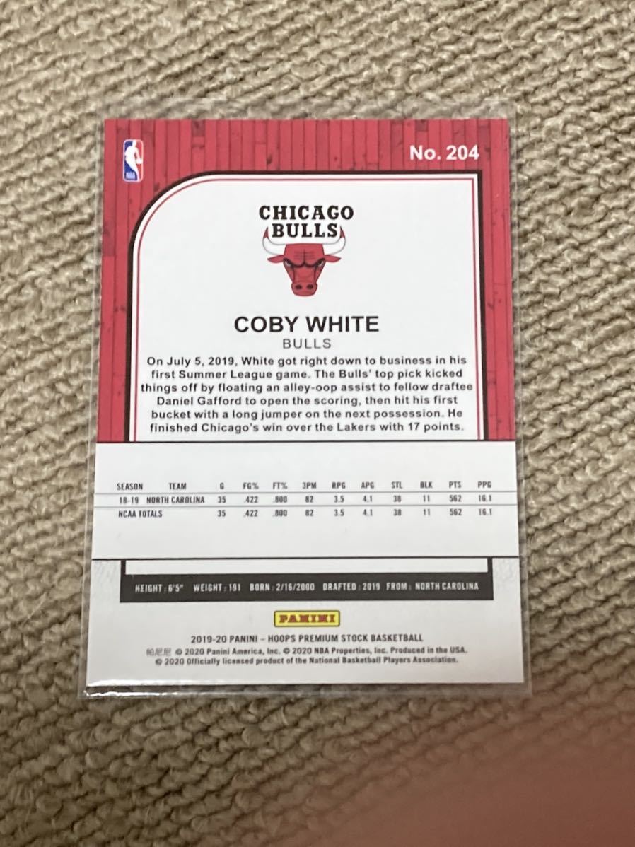 Panini NBA HOOPS PREMIUM STCOCK 2019-20 Coby white RC コービー　ホワイト_画像2