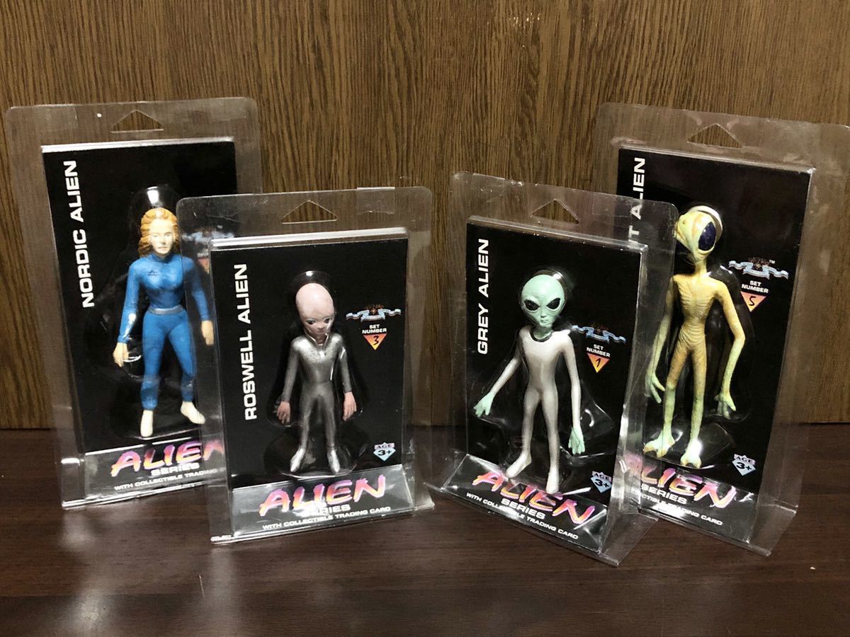 1996 SHADOW BOX ALIEN Alien figure gray roz well nordic UFO free me-son ilmi nati extraterrestrial MMR Milky Way 4 body SET