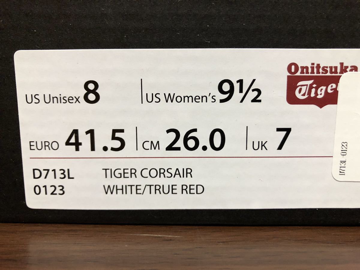 19年製 Onitsuka Tiger CORSAIR オニツカタイガー タイガー コルセア ASICS アシックス【D713L-0123】天然皮革 レザー LEATHER 26.0センチ_画像10