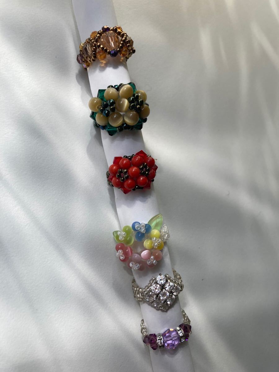 Paypayフリマ Handmade 指輪 ビーズ 花モチーフ Paypayフリマ Handmade 指輪 ビーズ 花モチーフ