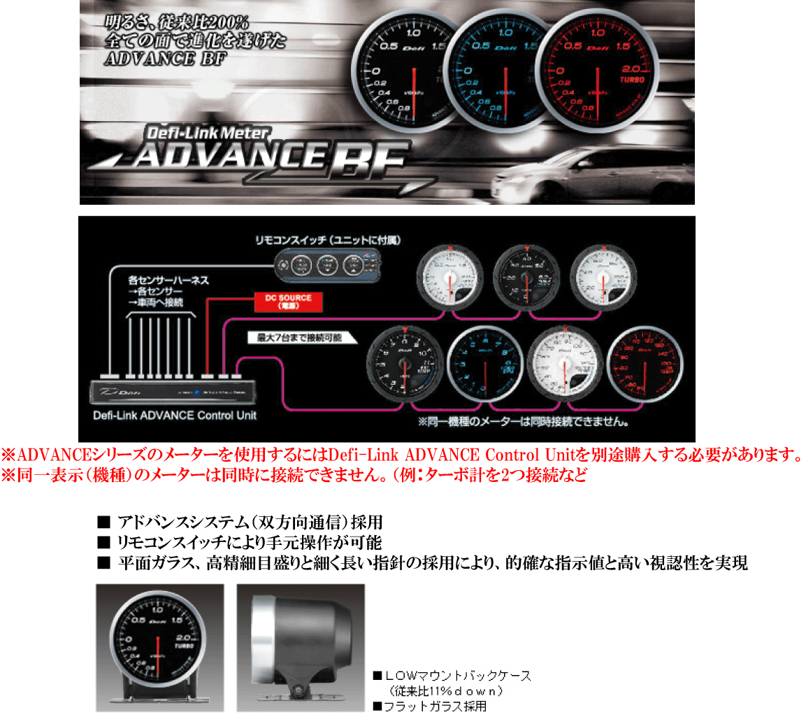 Defi デフィ ADVANCE BF　ブルー　油圧計　６０Φ DF10203_画像3