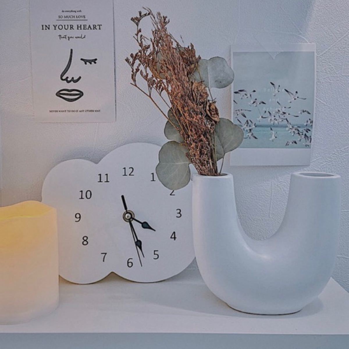 Paypayフリマ 新品 お洒落な U型 フラワーベース 花瓶 陶器 シンプル インスタ映え 白 ホワイト