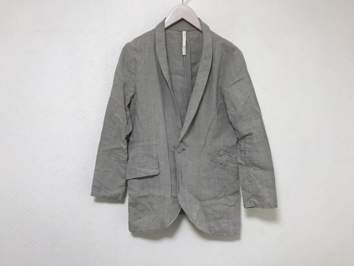 美品本物ニトカnitkaリネン麻サマーテーラードジャケット旅行トラベルビジネススーツメンズLグレー3日本製