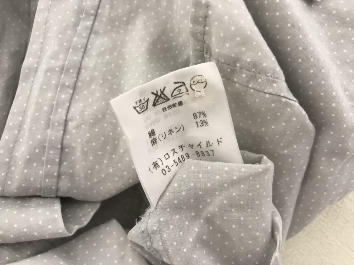 美品本物ファクトタムFACTOTUMコットン水玉柄半袖シャツ旅行トラベルメンズ日本製グレー46M_画像5