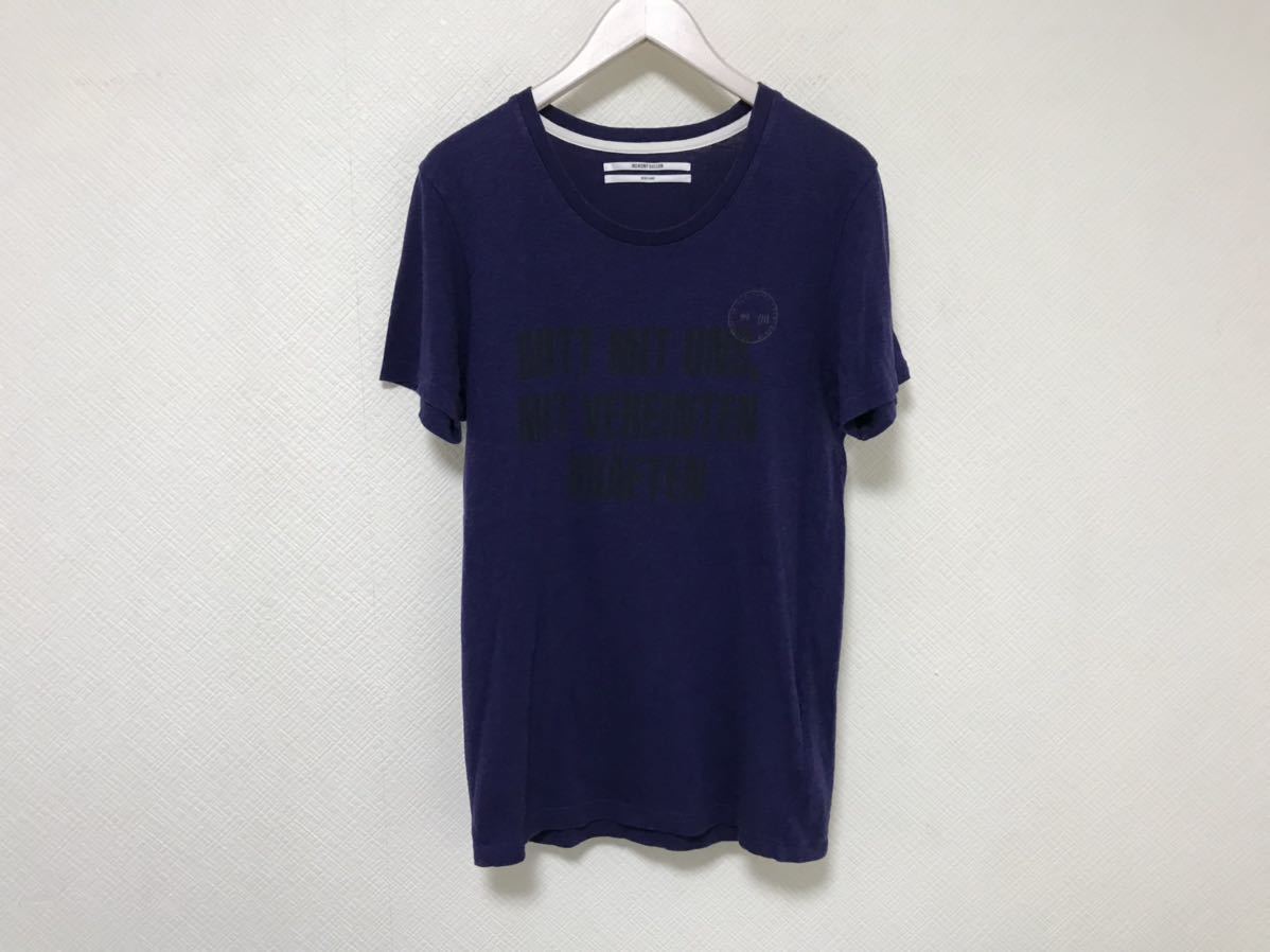 本物ロバートゲラーROBERTGELLERコットンプリント半袖Tシャツ旅行トラベルメンズ紺ネイビー46M日本製_画像1