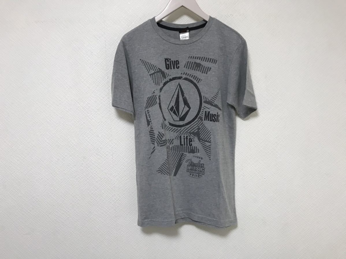 本物ボルコムVOLCOM×フェンダーコットンロゴプリント半袖Tシャツ旅行トラベルメンズグレーSメキシコ製