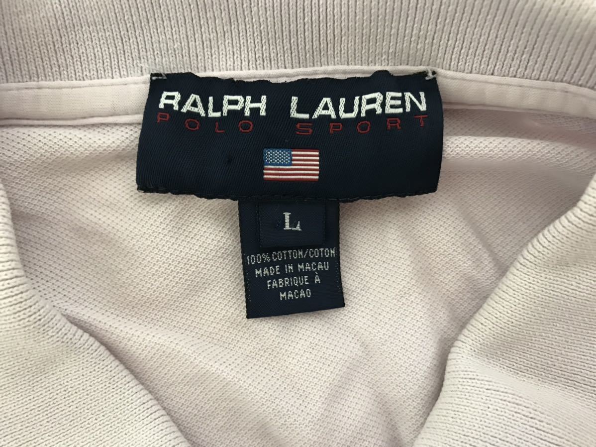 本物ラルフローレンRALPHLAURENコットン半袖ポロシャツ旅行トラベルメンズLアメカジピンクマカオ製