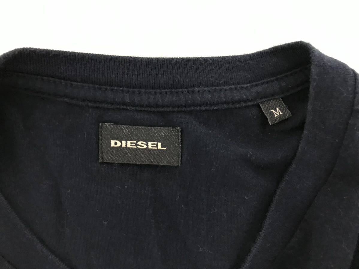 本物ディーゼルDIESELコットンVネックデニムポケット半袖Tシャツ旅行トラベルメンズMサーフ紺ネイビー_画像5