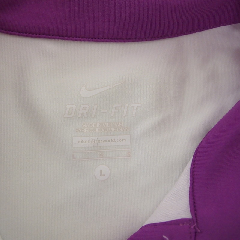 古着 レディースL NIKE/ナイキ テニス ポロシャツ 半袖 吸汗速乾 練習着 運動着 スポーツ ジョギング ホワイト/パープル 405931-105_画像8