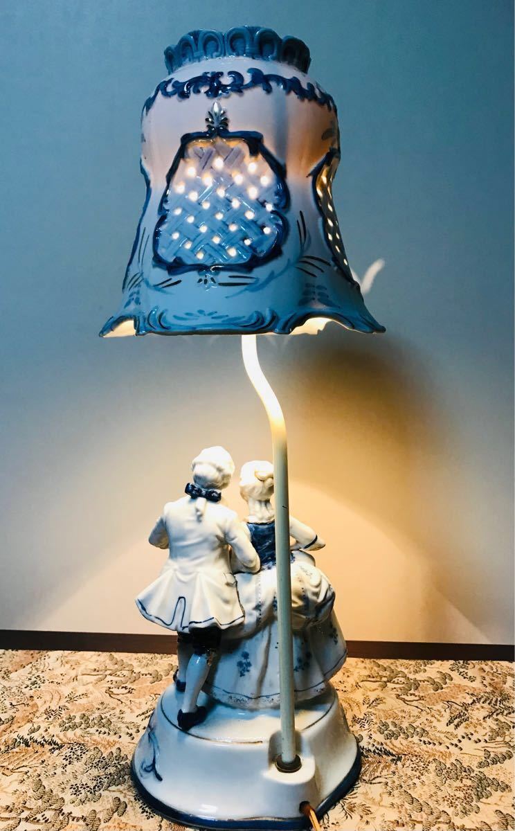 アンティークドール ライト ランプ 卓上ランプ シェード 洋風 ヨーロッパ 人形 陶器 フロアランプ 間接照明