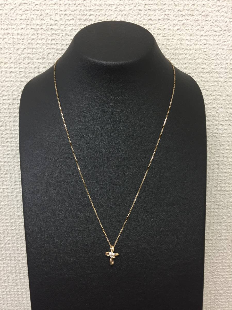 ヤフオク! - 美品!格安!4℃ ヨンドシー クロス ダイヤモンド K18...