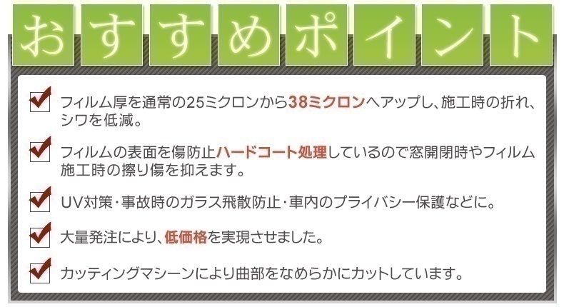 スモーク26％　簡単ハードコートフィルム　ヴェルファイア ANH20W・ANH25W・GGH20W・GGH25W・AGH20W　リヤセット　カット済みカーフィルム_画像4