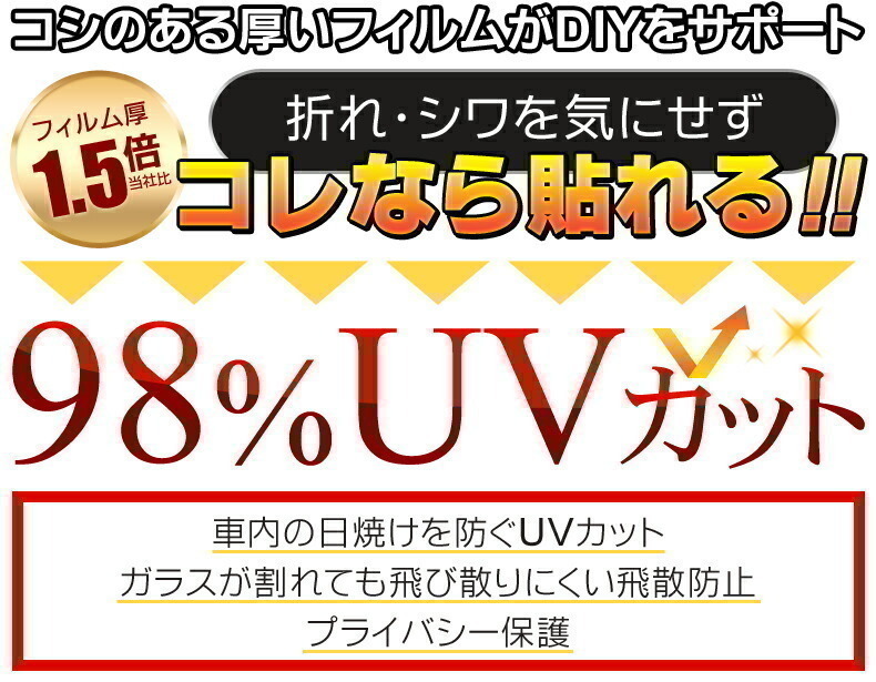 スーパースモーク13％　簡単ハードコートフィルム　ヴァンガード ACA38W・ACA33W・GSA33W　リヤセット　カット済みカーフィルム_画像3