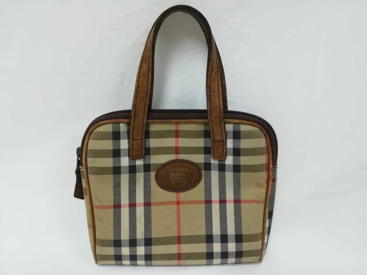 BURBERRY バーバリー ハンドバッグ ノバチェック ジャガード レザー