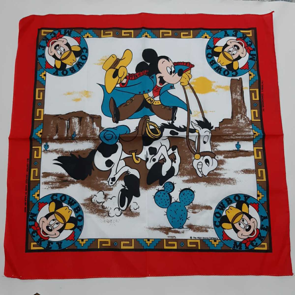COWBOY MICKEY Bandana Company Disney J.A The USA製 WORONOWICZ Walt セットアップ ヴィテージ生地 可愛いカウボーイ柄です♪ 生地/糸