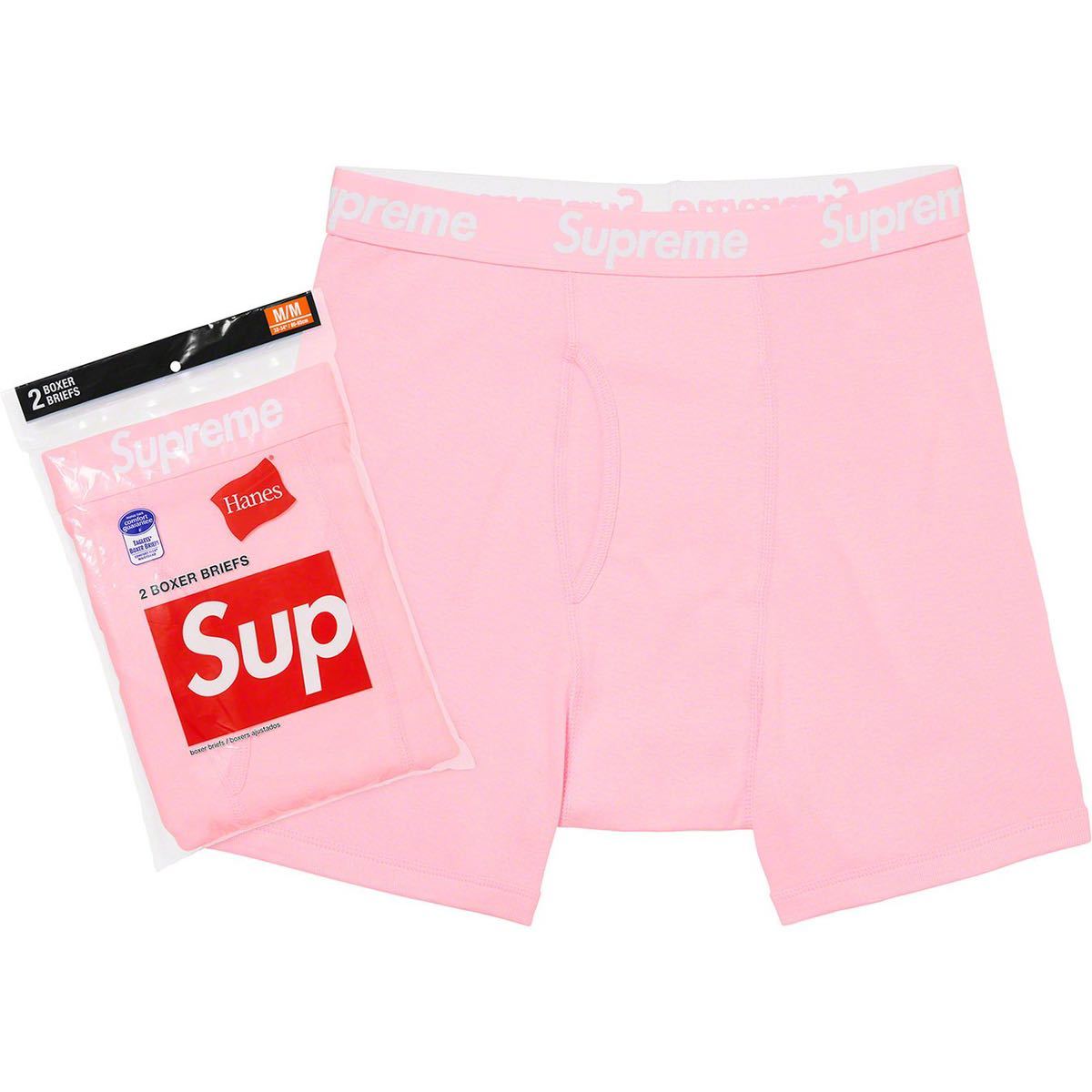 送料無料 S ピンク Supreme Hanes Boxer Briefs (2 Pack) Pink