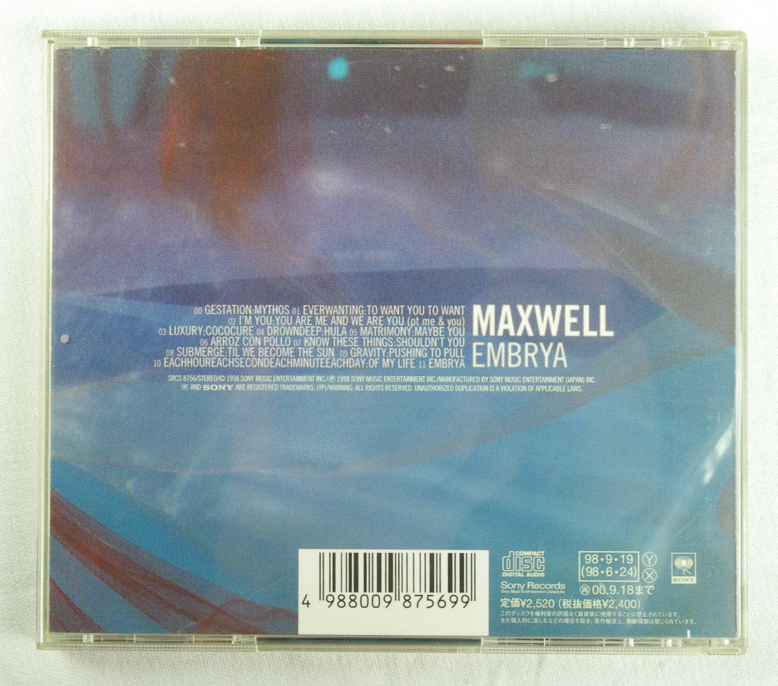 マックスウェル MAXWELL ”EMBRYA エンブリア”　国内盤　帯・歌詞日本語訳付 中古CD