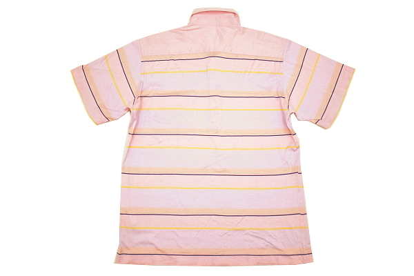 Y-2442* free shipping *YVES SAINT LAURENT tricots Yves Saint-Laurent *YSL Logo embroidery regular goods pink border smooth cloth polo-shirt with short sleeves M