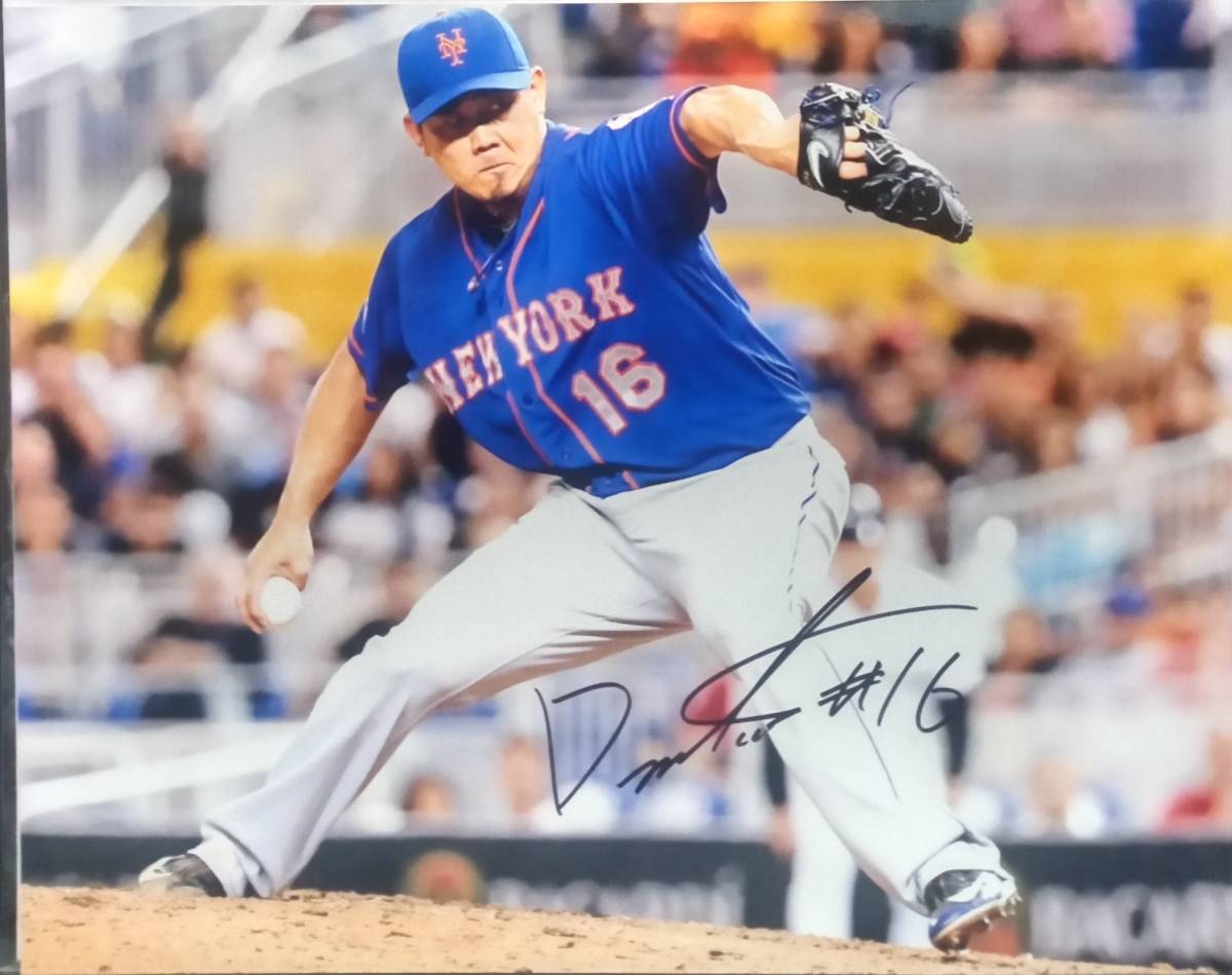 ○松坂大輔 直筆サイン写真 西武ライオンズ MLB レッドソックス メッツ