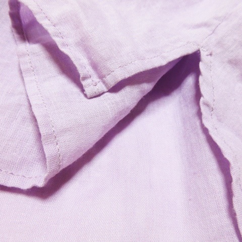 KBF オープンカラー リネンシャツ 開襟 半袖 ナチュラル 涼しい One 紫 パープル ラベンダー 210702CK7A_画像7