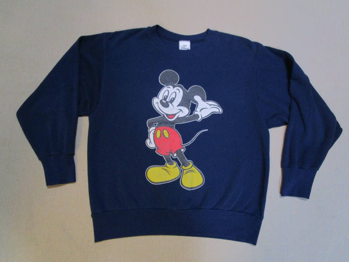 激レア!USA製!90s!ヴィンテージ!即決!THE Disney STORE Mickey ミッキーマウス メンズ 長袖 スウェットシャツ トレーナー NAVY size M_画像1