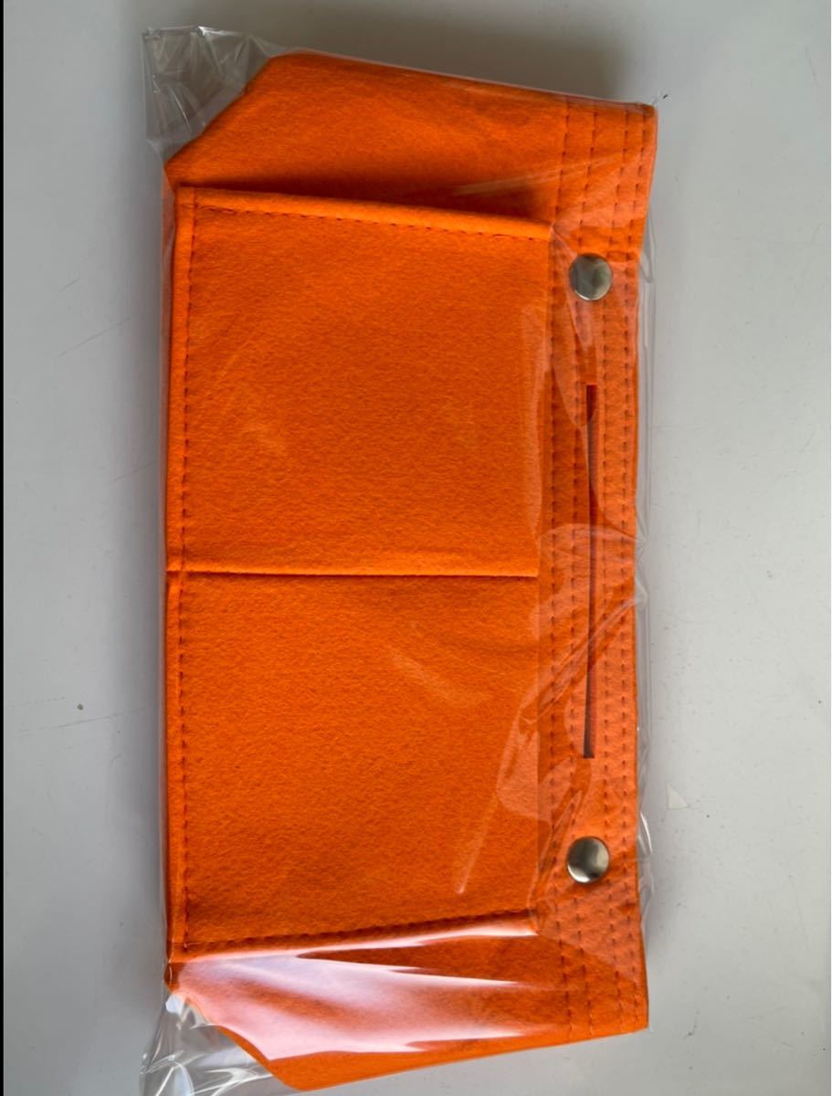 フェルト製 バッグインバッグ オレンジ　収納 整理 ポケット トートバッグ 軽量 大容量 インナーバッグ ポーチ 収納バッグ