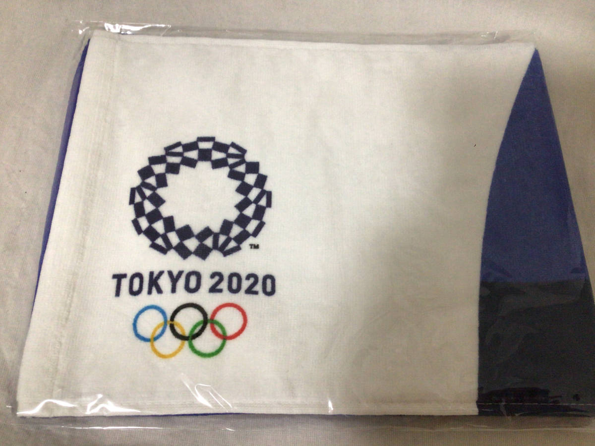 東京 2020 オリンピック エンブレム マフラー タオル 藍 白 約20×100cm 送140_画像1