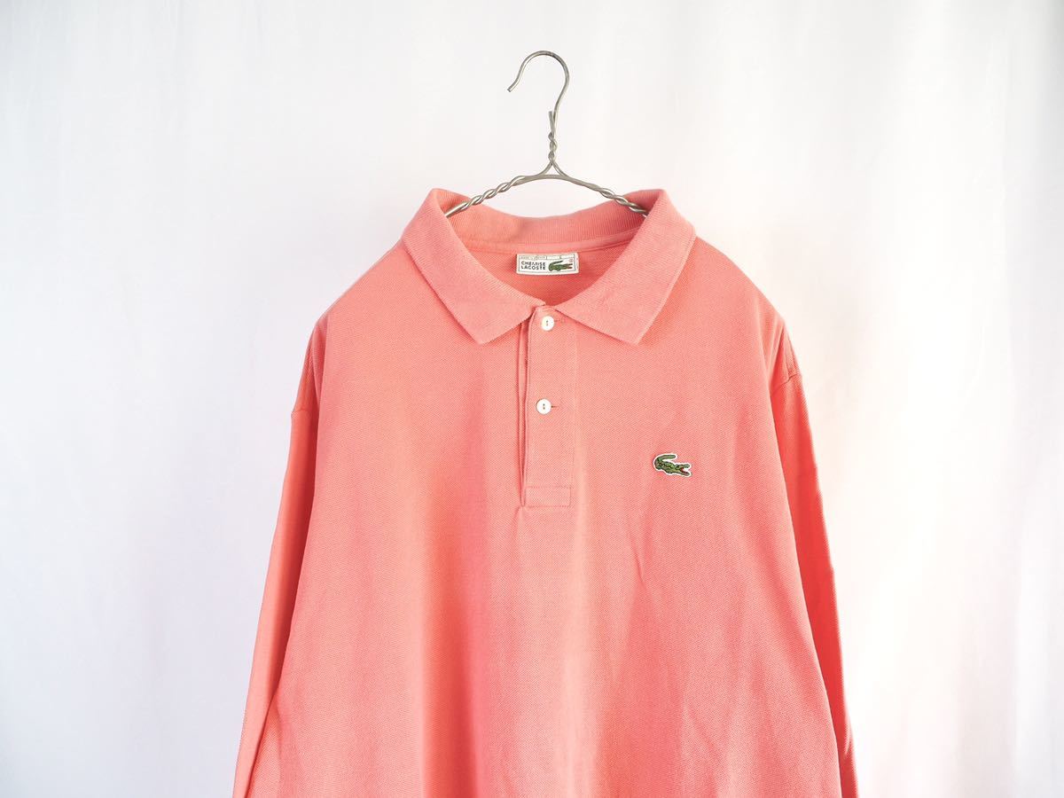 LACOSTE FRANCE製 長袖ポロシャツ size:6 ピンク90s 80s ビンテージ フランス製 フレラコ 鹿子 プルオーバーシャツ_画像1