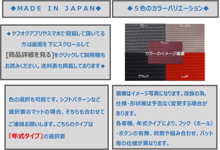 スズキ　ジムニーＪＡ１１Ｃ/１１Ｖ　ＪＡ１２Ｗ/ＪＡ２２Ｗ　ＪＢ２３Ｗ　ＪＢ６４Ｗ 運転席用マット☆選べるカラー５色☆ 新品 A/-r_画像2