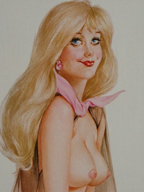 1972年 USA 70s vintage 洋書雑誌 イラスト ピンナップ 額装品 Vargas Girl バーガス ガール ”I told him my heart wasn't....”(A3size) _画像6