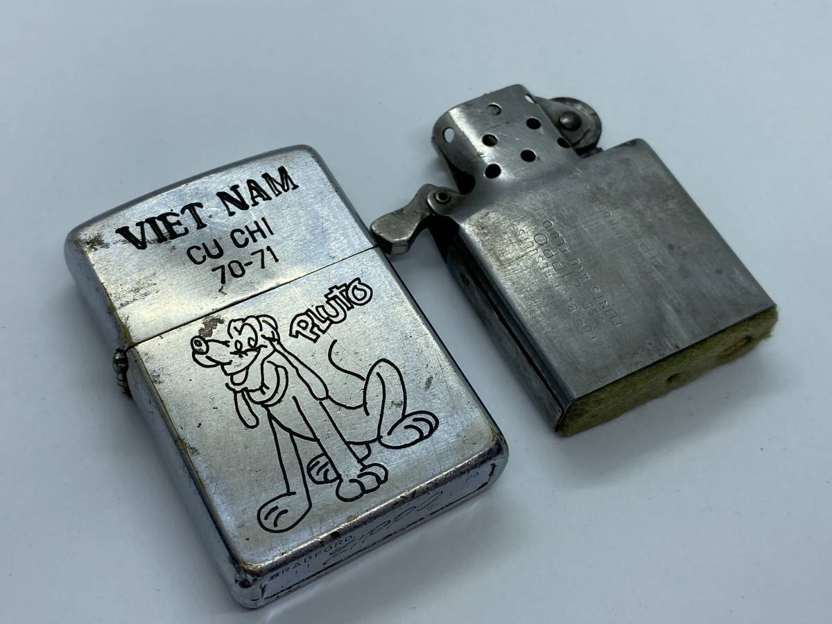 独特な 送料無料 Viet Zippo 1970年製 激レア柄 本物 Nam 犬 Disney ディズニー Pluto プルート フルメタルジャケット ベトナム戦争 ベトナムジッポ ミリタリー Labelians Fr