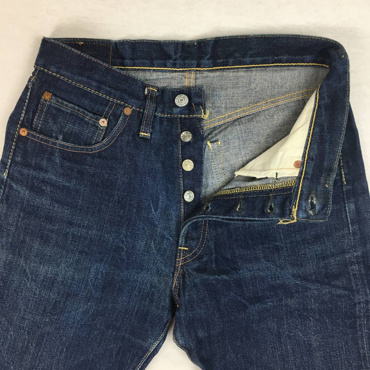 【旧】DENIME ドゥニーム SHINS シンズ 15周年 501-501タイプ 日本製 ジーンズ W30 L36 赤タブ セルビッチ 革パッチ バータック_画像5