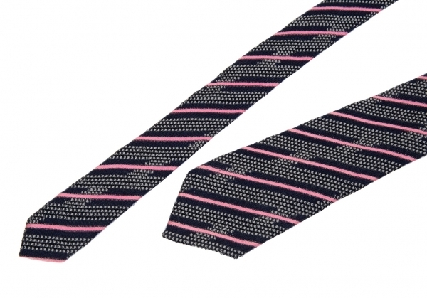  Issey Miyake men ISSEY MIYAKE MEN stripe silk knitted tie navy blue [ men's ]