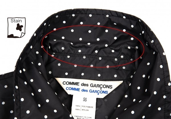 コムコム コムデギャルソンCOMME des GARCONS ナイロンピンドットプリントステンカラーコート 黒白SS 【レディース】_画像4