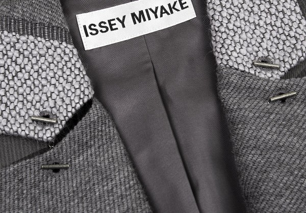 イッセイミヤケISSEY MIYAKE 幾何学織りスペンサージャケット グレーシルバー1 【レディース】_画像5