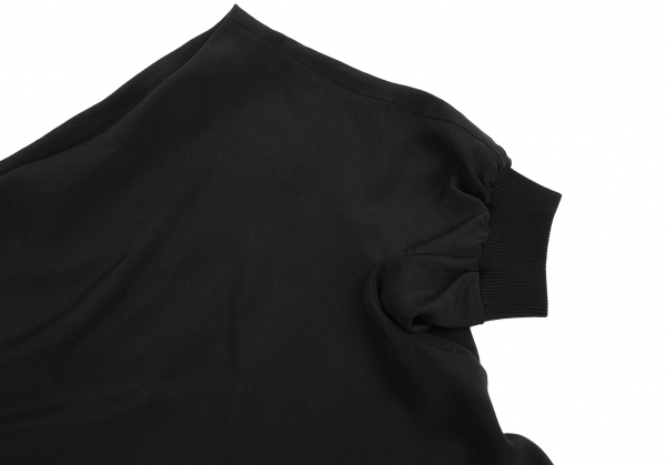 ヨウジヤマモト ノアールYohji Yamamoto NOIR シルク袖リブトップス 黒